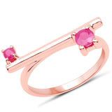 18K Rose Gold Plated 0.38 Carat Genuine Ruby .925 Sterling Silver Ring