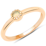 18K Yellow Gold Plated 0.09 Carat Genuine Ethiopian Opal .925 Sterling Silver Ring