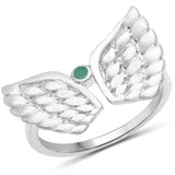 0.03 ct. Genuine Emerald .925 Sterling Silver Ring