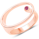 18K Rose Gold Plated 0.08 ct Genuine Ruby .925 Sterling Silver Ring