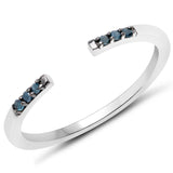 0.05 carat Genuine Blue Diamond .925 Sterling Silver Ring for Women