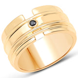 18K Yellow Gold Plated 0.03 ct. Genuine Blue Sapphire .925 Sterling Silver Ring