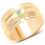 18K Yellow Gold Plated 0.03 ct. Genuine Emerald .925 Sterling Silver Ring