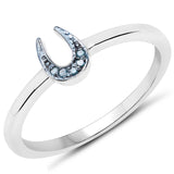 0.02 ct. Genuine Blue Diamond .925 Sterling Silver Ring for Women