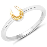0.02 ct Genuine Yellow Diamond .925 Sterling Silver Ring