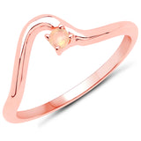 18K Rose Gold Plated 0.04 carat Genuine Ethiopian Opal .925 Sterling Silver Ring for Women