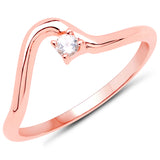 18K Rose Gold Plated 0.06 ct Genuine Morganite .925 Sterling Silver Ring