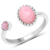 1.22 Carat Genuine Pink Opal .925 Sterling Silver Ring