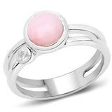 1.42 Carat Genuine Pink Opal and White Topaz .925 Sterling Silver Ring