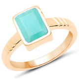 18K Yellow Gold Plated 1.60 Carat Genuine Emerald .925 Sterling Silver Ring
