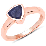 18K Rose Gold Plated 0.69 Carat Genuine Blue Aventurine .925 Sterling Silver Ring