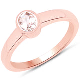 18K Rose Gold Plated 0.30 Carat Genuine Morganite .925 Sterling Silver Ring