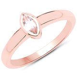 18K Rose Gold Plated 0.24 ct Genuine Morganite .925 Sterling Silver Ring