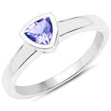 0.43 Carat Genuine Tanzanite .925 Sterling Silver Ring