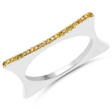 0.10 Carat Genuine Yellow Diamond .925 Sterling Silver Ring