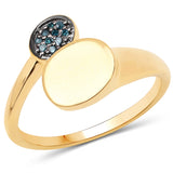 18K Yellow Gold Plated 0.05 Carat Genuine Blue Diamond .925 Sterling Silver Ring