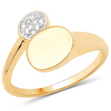 18K Yellow Gold Plated 0.05 ct. Genuine White Diamond .925 Sterling Silver Ring