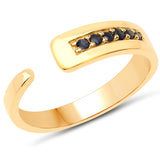 14K Yellow Gold Plated 0.12 Carat Genuine Blue Sapphire .925 Sterling Silver Ring