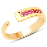 18K Yellow Gold Plated 0.11 Carat Genuine Ruby .925 Sterling Silver Ring