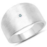 0.007 Carat Genuine Blue Diamond .925 Sterling Silver Ring
