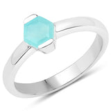 0.56 Carat Genuine Amazonite .925 Sterling Silver Ring