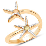 14K Yellow Gold Plated 0.08 Carat Genuine Ethiopian Opal .925 Sterling Silver Ring