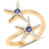 18K Yellow Gold Plated 0.14 ct. Genuine Kyanite .925 Sterling Silver Ring