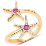 18K Yellow Gold Plated 0.15 ct. Genuine Ruby .925 Sterling Silver Ring