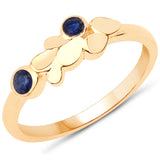 14K Yellow Gold Plated 0.12 Carat Genuine Kyanite .925 Sterling Silver Ring