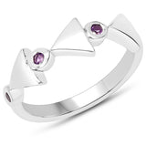 0.09 Carat Genuine Amethyst .925 Sterling Silver Ring