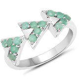 0.45  Carat Genuine Emerald .925 Sterling Silver Ring