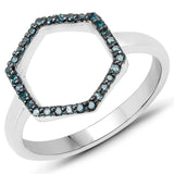 0.16 Carat Genuine Blue Diamond .925 Sterling Silver Ring