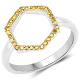 0.16 Carat Genuine Yellow Diamond .925 Sterling Silver Ring