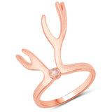 18K Rose Gold Plated 0.04 ct. Genuine Ethiopian Opal .925 Sterling Silver Ring for Women