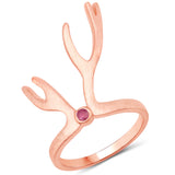 18K Rose Gold Plated 0.08 ct Genuine Ruby .925 Sterling Silver Ring