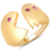 14K Yellow Gold Plated 0.15 ct. Genuine Ruby .925 Sterling Silver Ring