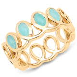 18K Yellow Gold Plated 0.84 Carat Genuine Amazonite .925 Sterling Silver Ring