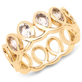 14K Yellow Gold Plated 0.60 Carat Genuine Morganite .925 Sterling Silver Ring