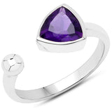 0.90 Carat Genuine Amethyst .925 Sterling Silver Ring