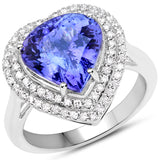 14K White Gold 5.82 ct. Genuine Tanzanite and White Diamond Ring