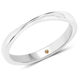 0.01 ct. Genuine Yellow Diamond .925 Sterling Silver Ring