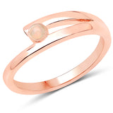 18K Rose Gold Plated 0.04 ct Genuine Ethiopian Opal .925 Sterling Silver Ring