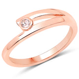 14K Rose Gold Plated 0.06 ct Genuine Morganite .925 Sterling Silver Ring