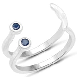 0.12 ct. Genuine Blue Sapphire .925 Sterling Silver Ring for Women