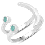 0.11 carat Genuine Emerald .925 Sterling Silver Ring