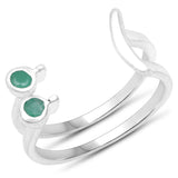 0.11 ct. Genuine Emerald .925 Sterling Silver Ring