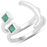 0.30 ct. Genuine Emerald .925 Sterling Silver Ring
