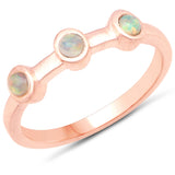 18K Rose Gold Plated 0.12 Carat Genuine Ethiopian Opal .925 Sterling Silver Ring