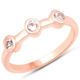18K Rose Gold Plated 0.18 Carat Genuine Morganite .925 Sterling Silver Ring