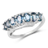 2.14 ct. Genuine Blue Sapphire .925 Sterling Silver Ring